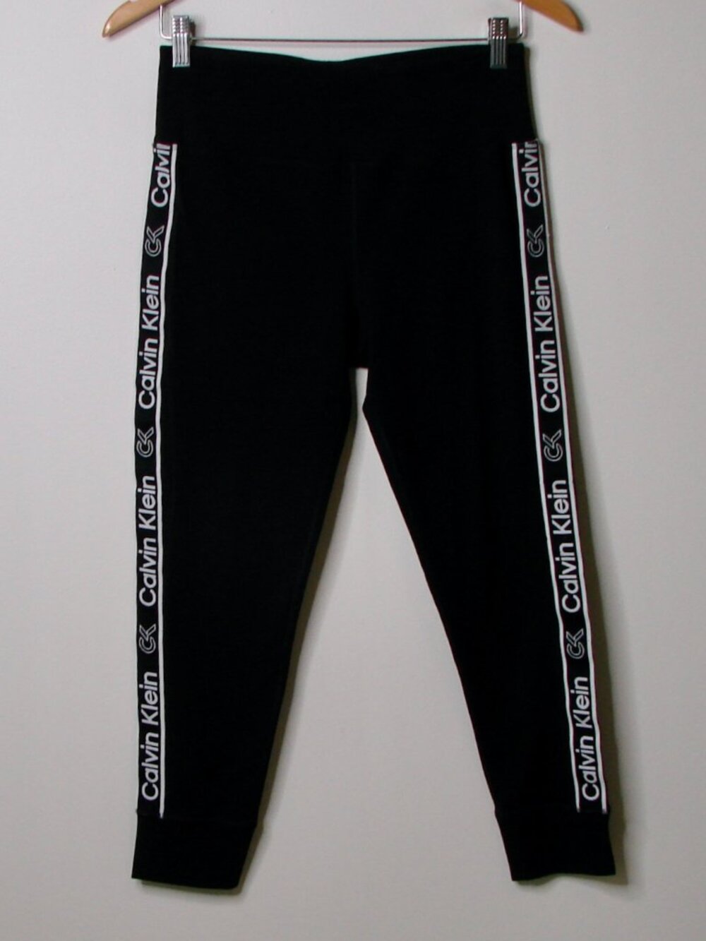 Calvin Klein Performance Black Leggings Cropped Athletic Stretch Logo Medium